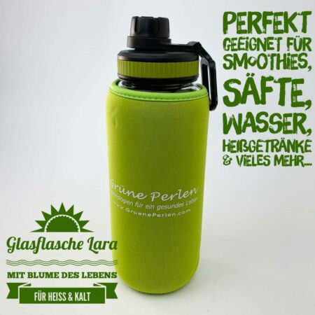 Glasflasche-Lara-Schwarz-grün-grün