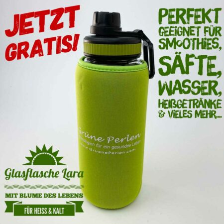 Gratis-Glasflasche-Lara-Schwarz-grün-grün