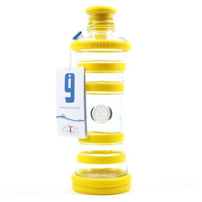 i9 Bottle Chakra- Glasflasche-informiert-und-bruchgesichert-gelb